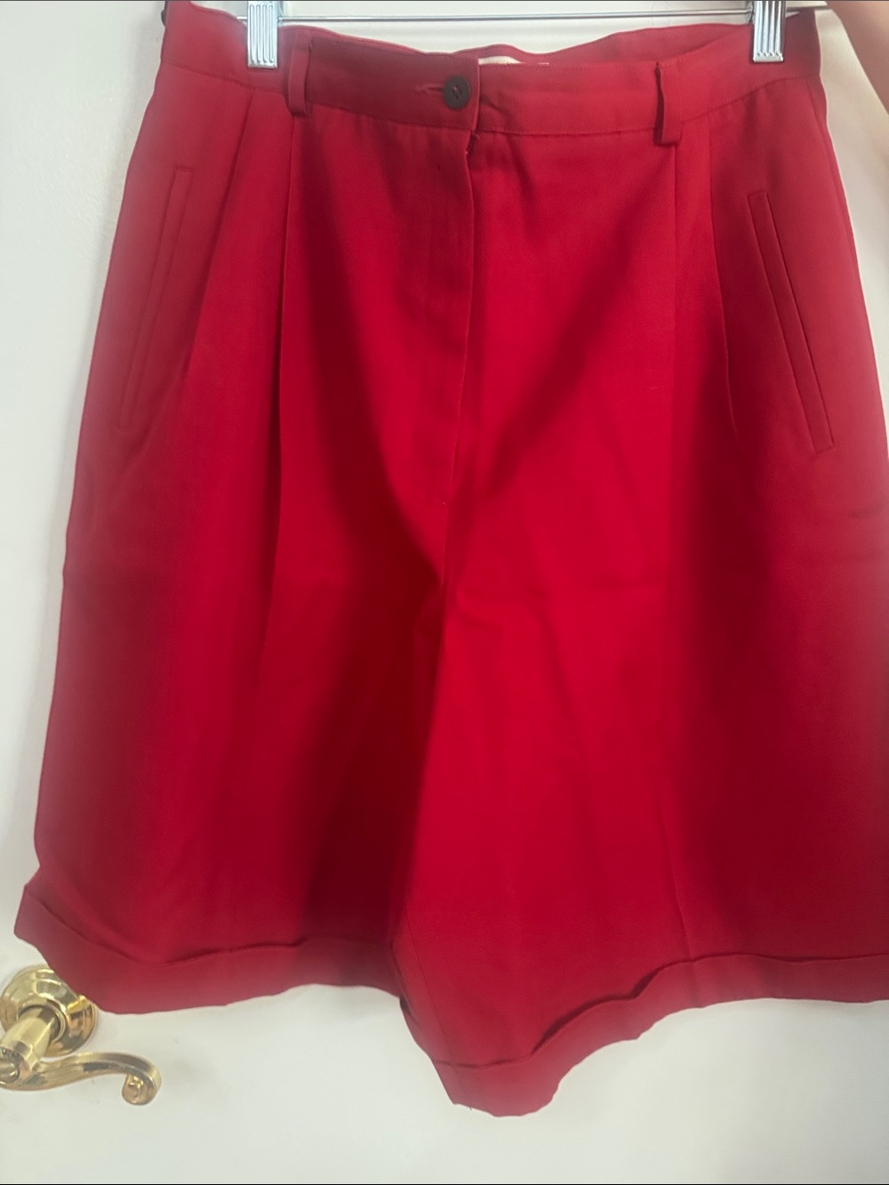 Liz Claiborne Vintage Bright Red Pleated Bermuda Shorts